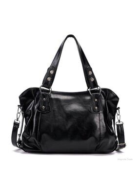 Retro Y2K PU Leather Medium Tote Crossbody Shoulder Bag Slouchy Handbag for